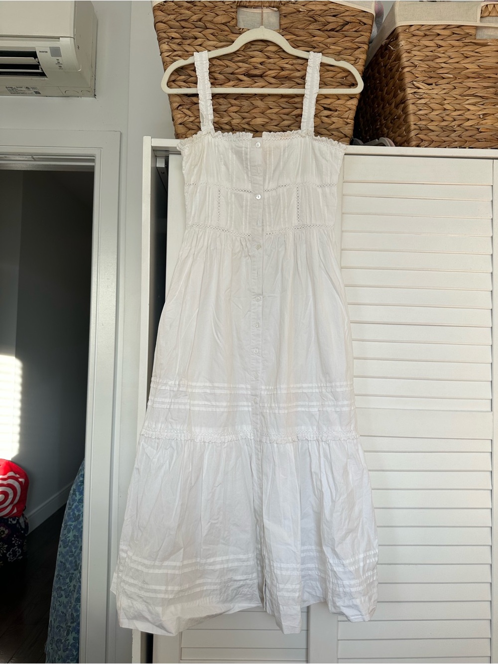 Classic White Cotton Maxi Dress with Button Front